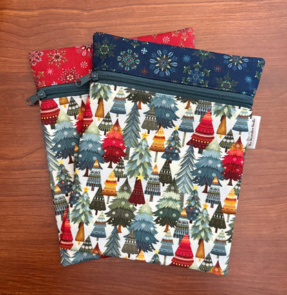 Nordic Holiday Trees Skinny project bag for cross stitch & embroidery
