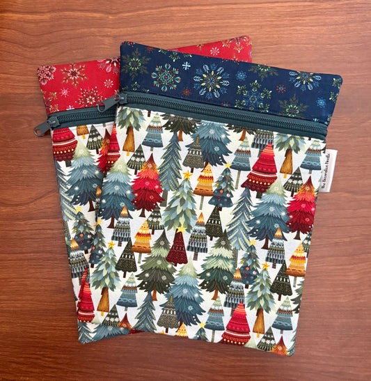 Nordic Holiday Trees Skinny project bag for cross stitch & embroidery