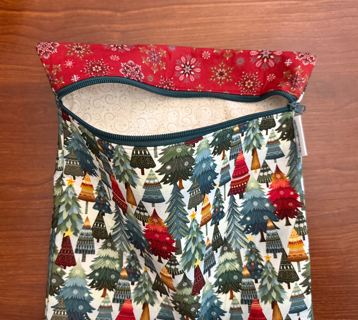 Nordic Holiday Trees Large project bag for cross stitch & embroidery