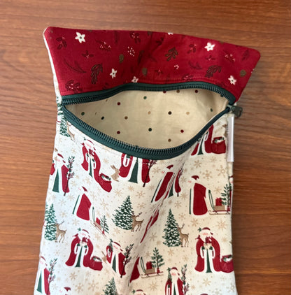 Christmas Time Santa Skinny project bag for cross stitch & embroidery