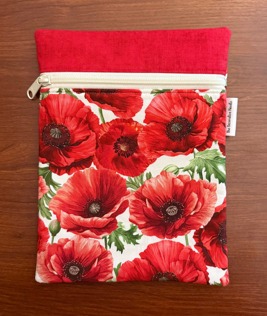 Poppy Passion Skinny project bag for cross stitch & embroidery