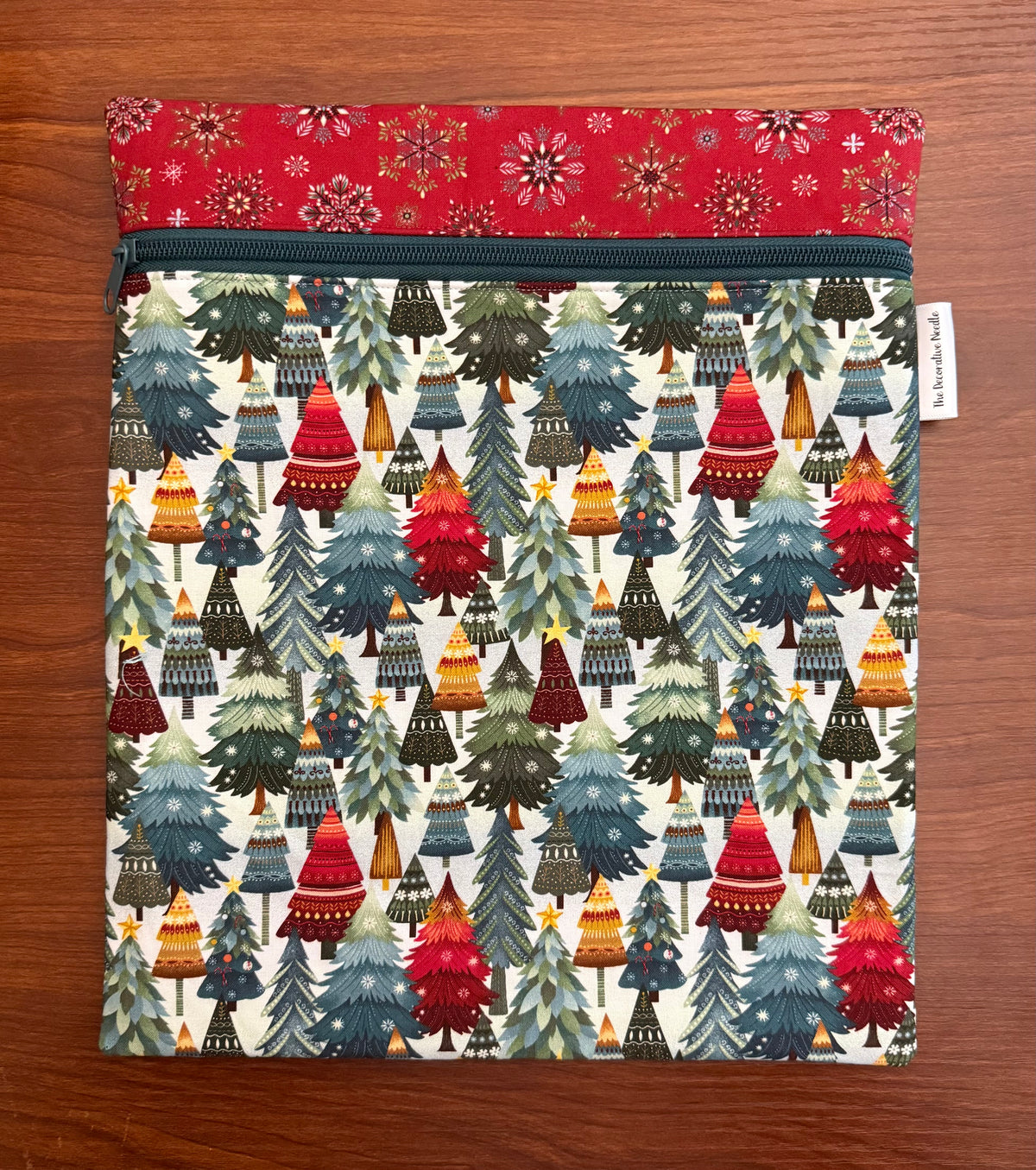 Nordic Holiday Trees Large project bag for cross stitch & embroidery
