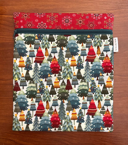 Nordic Holiday Trees Large project bag for cross stitch & embroidery