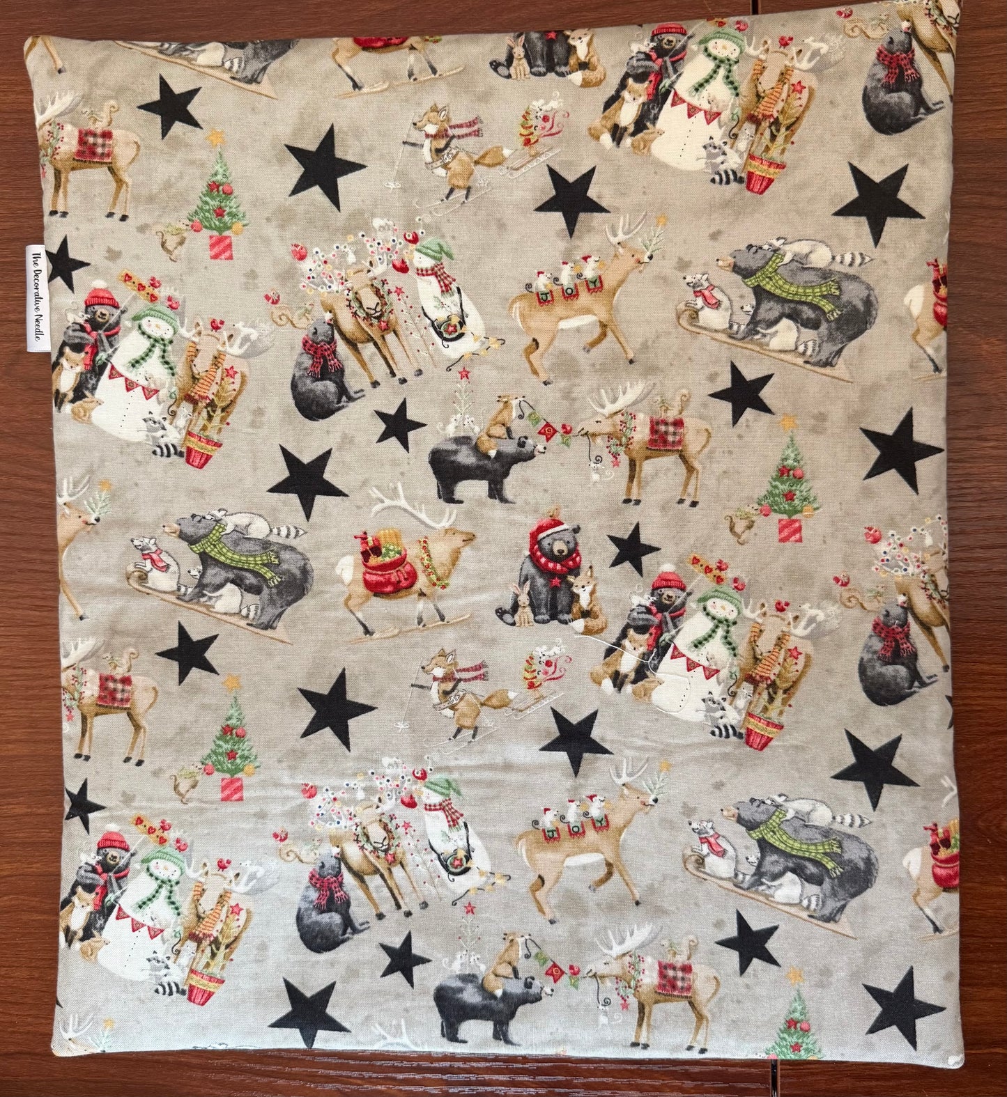 Northern Christmas motifs Tall project bag for cross stitch & embroidery featuring fabric by Teresa Kogut