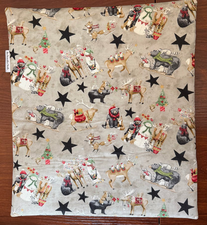 Northern Christmas motifs Tall project bag for cross stitch & embroidery featuring fabric by Teresa Kogut