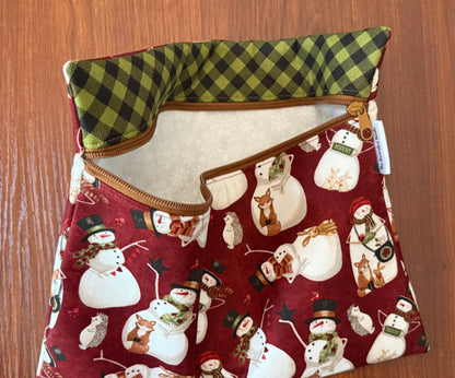 Northern Christmas Snowmen Regular project bag for cross stitch & embroidery featuring fabric by Teresa Kogut