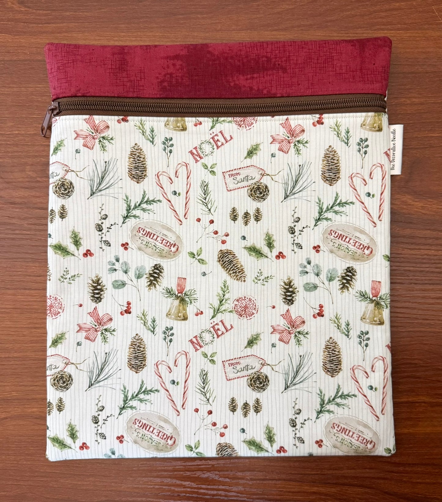 Holiday Spirit motifs Large project bag for cross stitch & embroidery