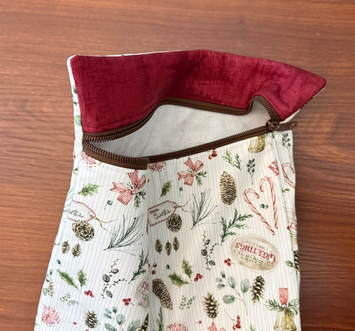 Holiday Spirit motifs Large project bag for cross stitch & embroidery