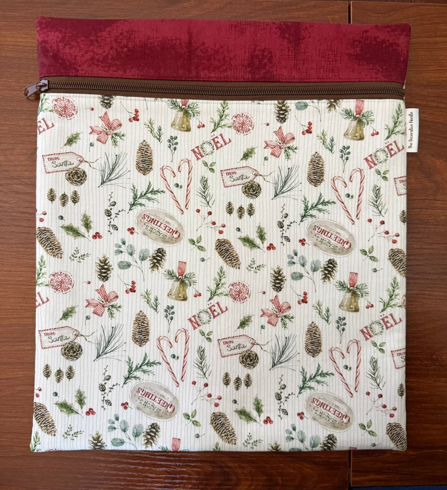 Holiday Spirit motifs Tall project bag for cross stitch & embroidery