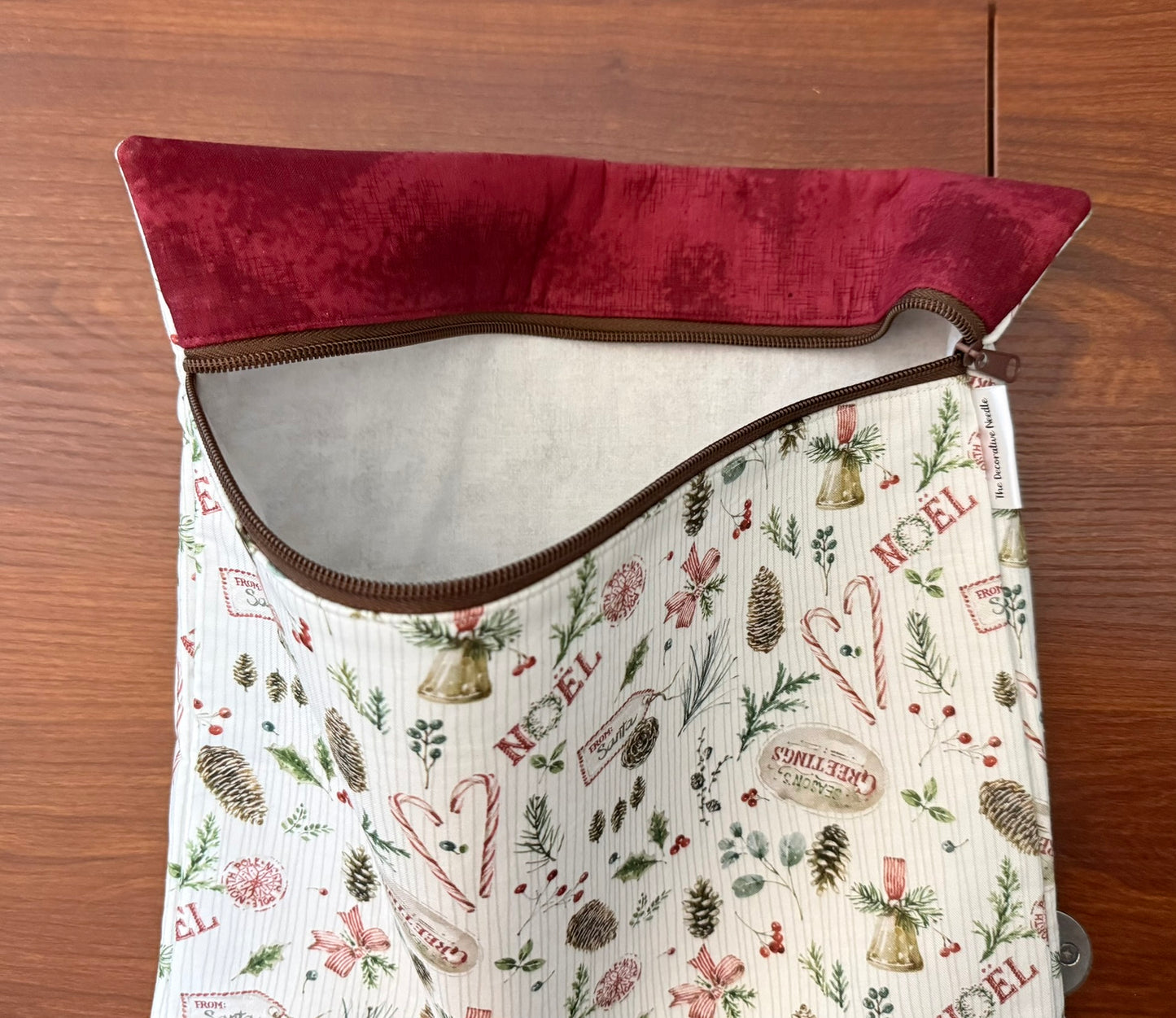 Holiday Spirit motifs Tall project bag for cross stitch & embroidery
