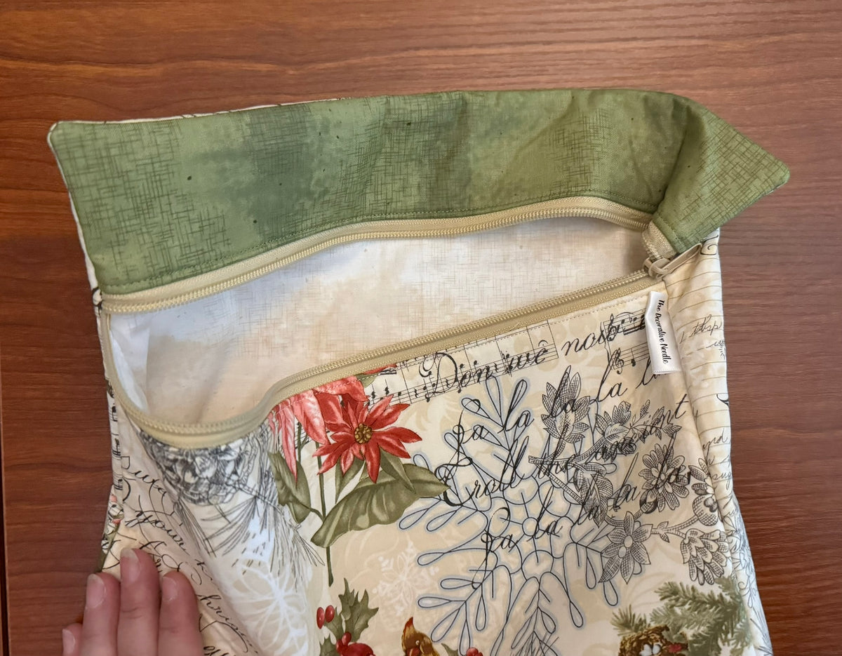 Christmas Collage Skinny project bag for cross stitch & embroidery