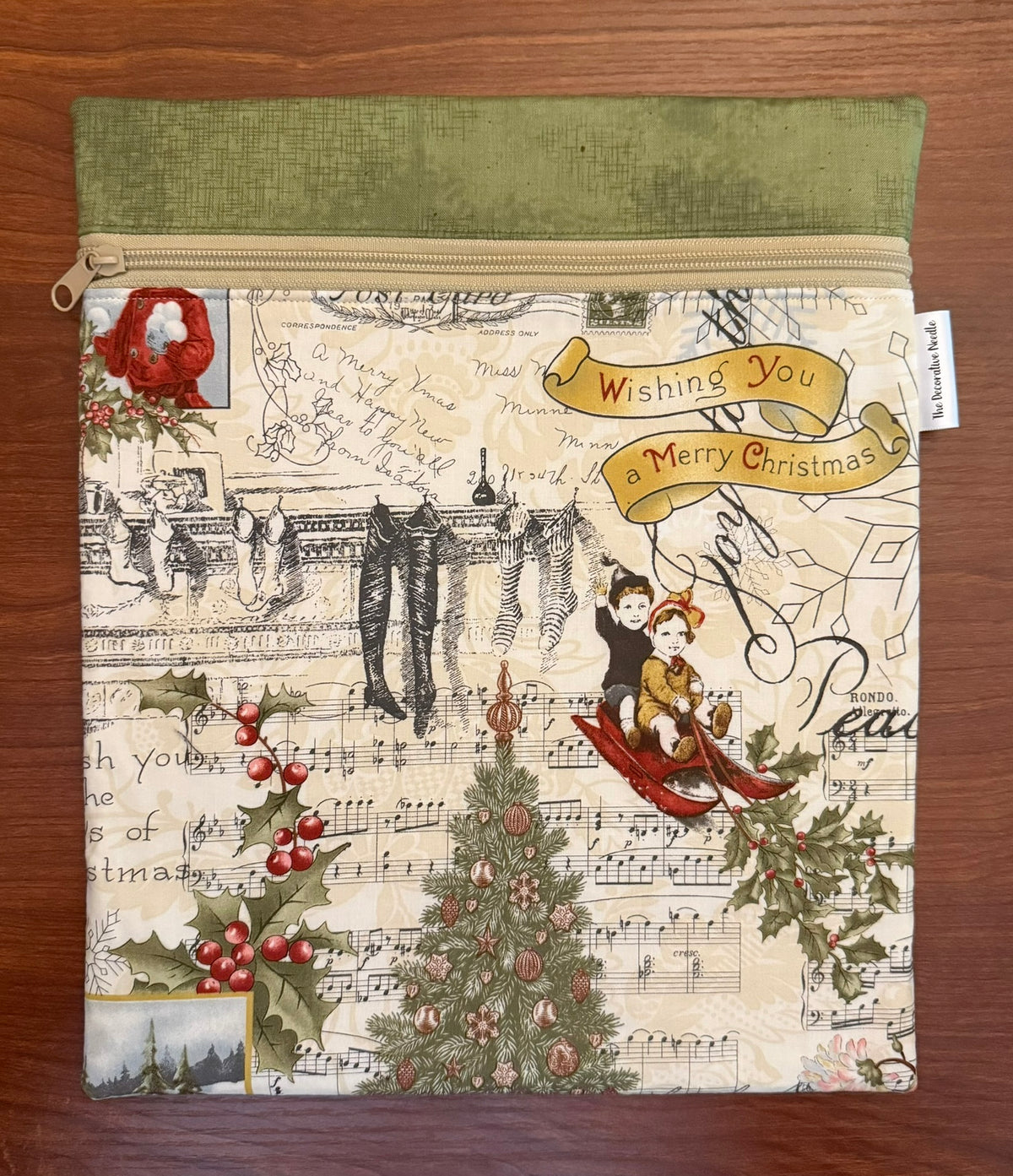 Christmas Collage Large project bag for cross stitch & embroidery