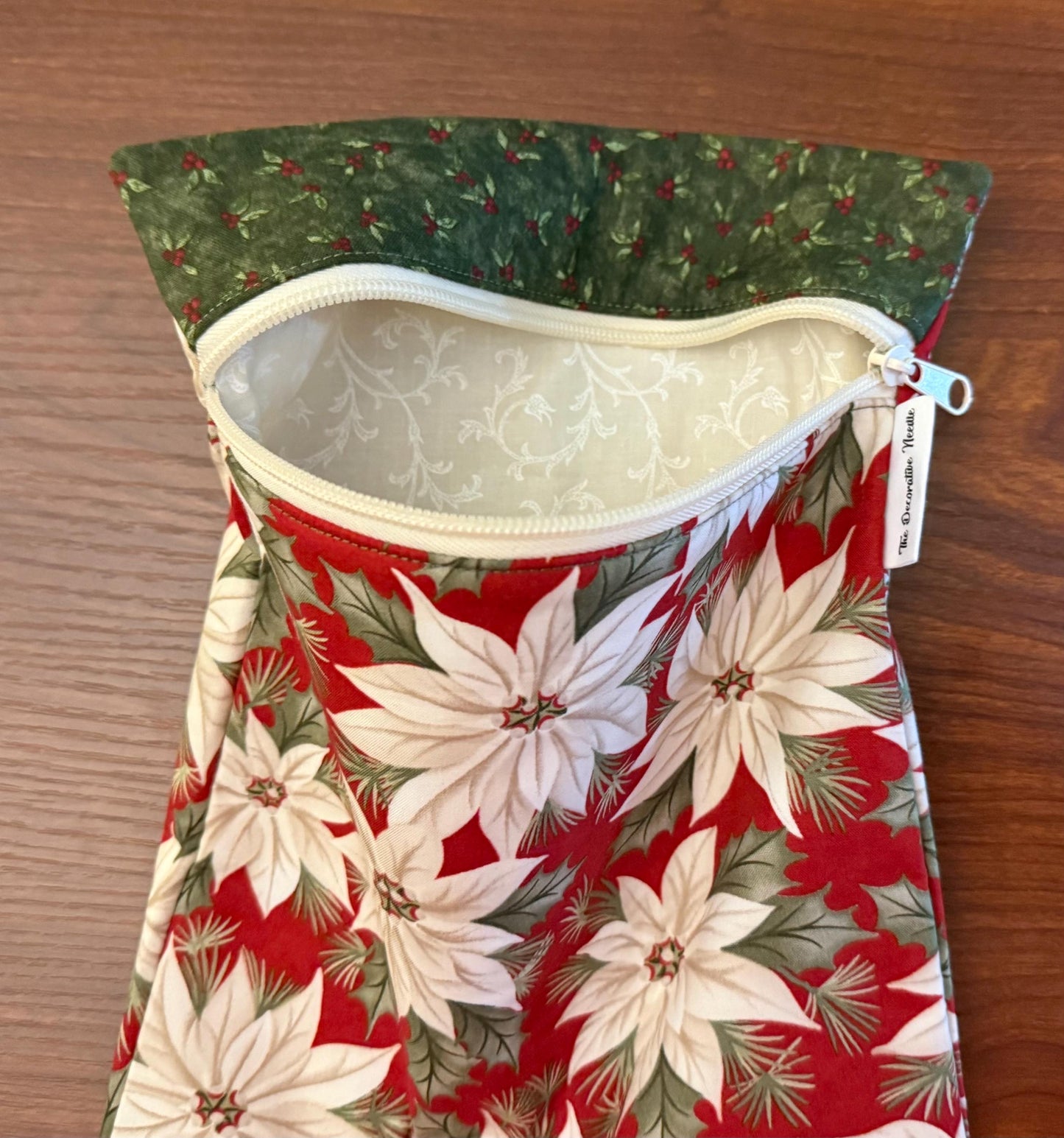 Skinny project bag - Christmas Carol Poinsettia