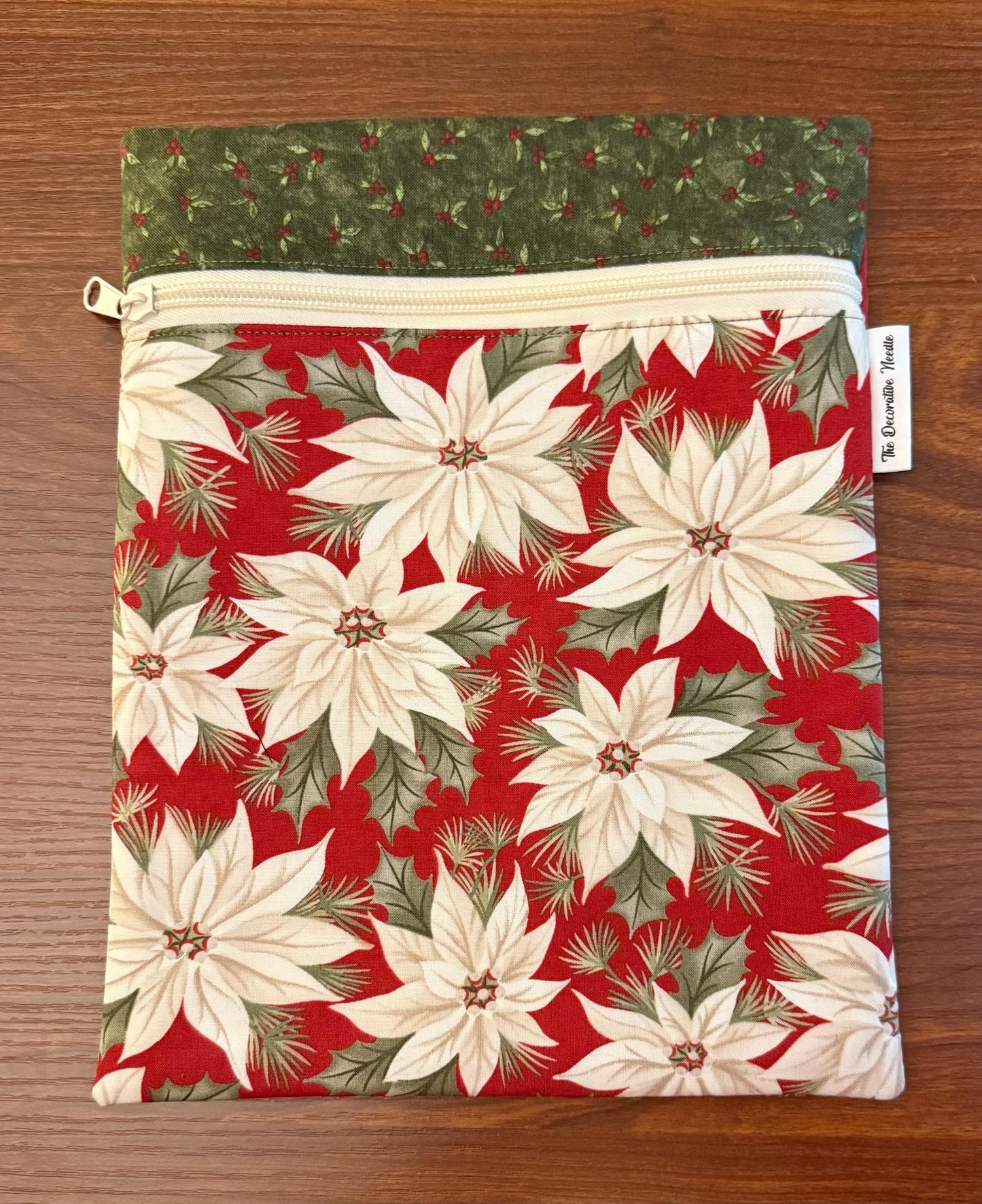 Skinny project bag - Christmas Carol Poinsettia