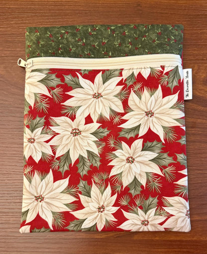 Skinny project bag - Christmas Carol Poinsettia