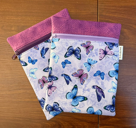 Skinny project bag - Lavendar Butterflies