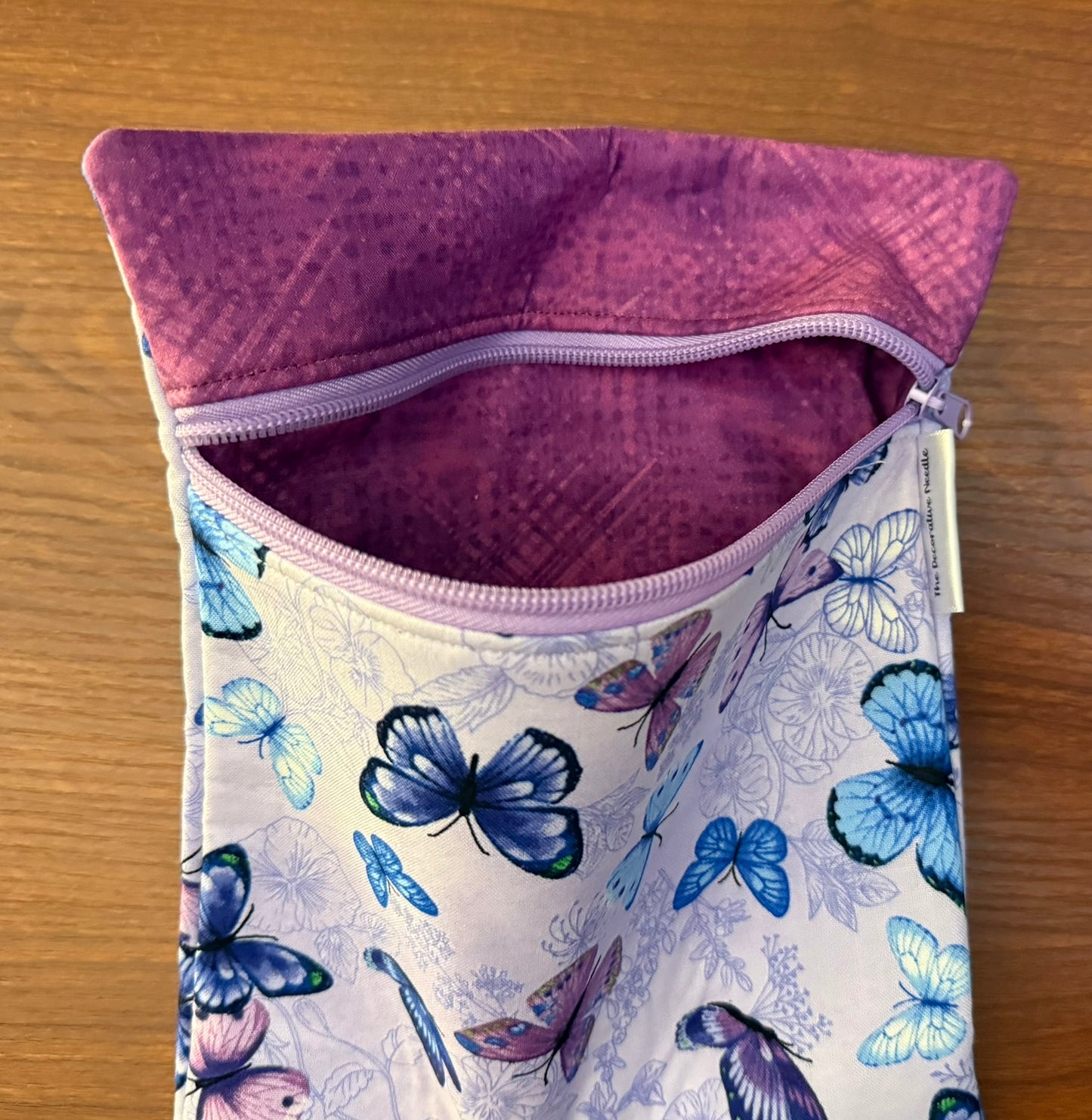 Skinny project bag - Lavendar Butterflies