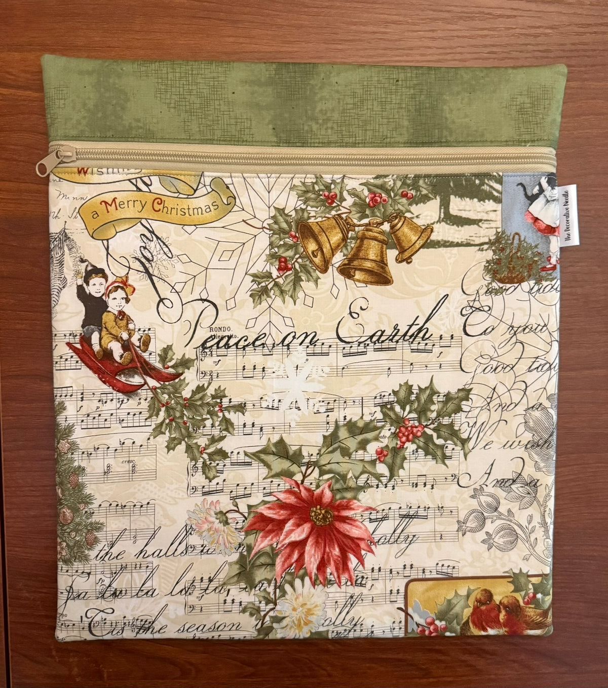 Christmas Collage Tall project bag for cross stitch & embroidery